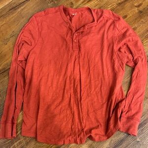 Old Navy Men's Red Henley Long Sleeve Shirt